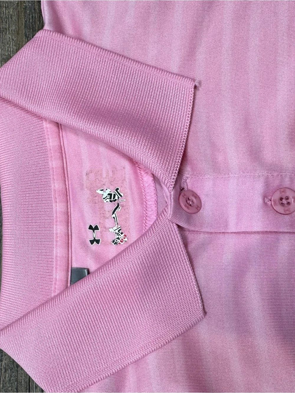 Under Armour Men's Golf Polo Pink Striped Performance SZ L - Picture 9 of 12